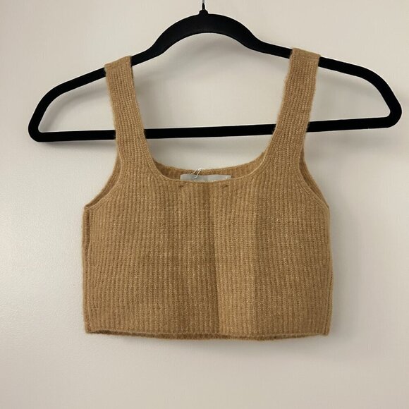 Everlane Wool Cropped Soft Knitted Tank Top in Camel Brown Size XS NWT - Picture 9 of 10